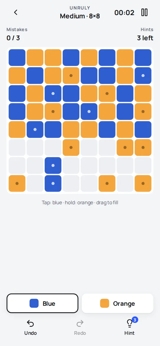 Unruly game board